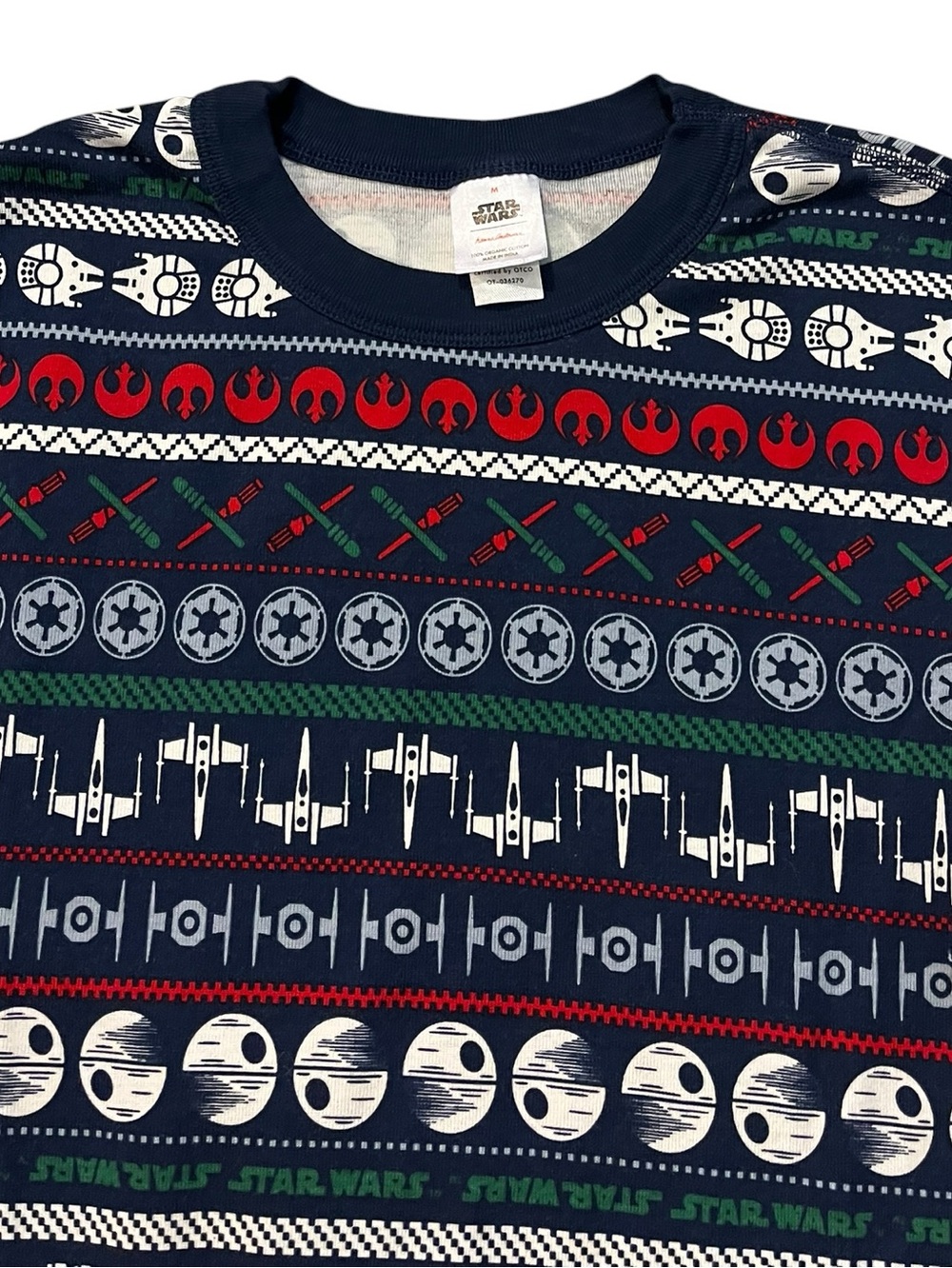 Hanna Andersson Star Wars Pajama TOP ONLY Navy Fair Isle Holiday Unisex Medium